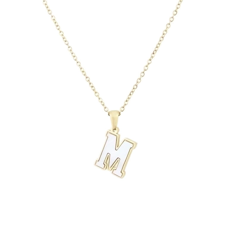 304 Stainless Steel Titanium Steel 18K Gold Plated Minimalist Plating Inlaid Shell Letter Shell