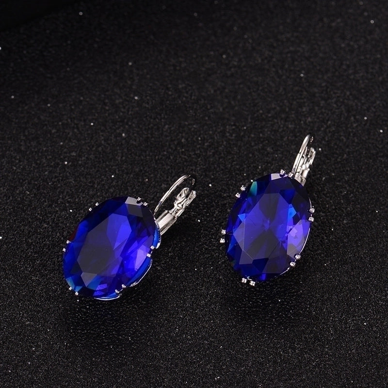 1 Pair Elegant Retro Oval Plating Inlay Copper Zircon Rhodium Plated Earrings