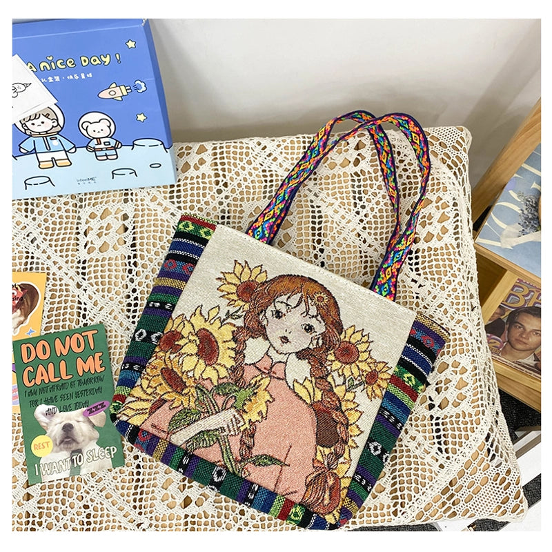 Women's Small Canvas Color Block Vintage Style Classic Style Square Zipper Shoulder Bag