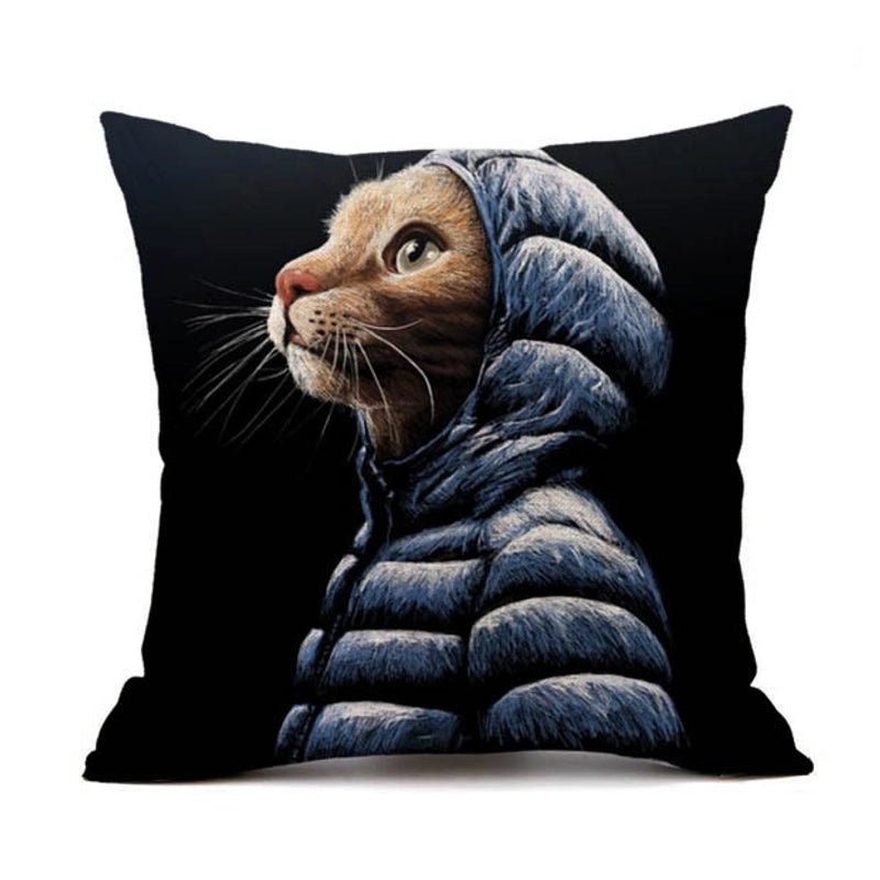 2 Pieces Cute Animal Cat Blended Pillow Cases