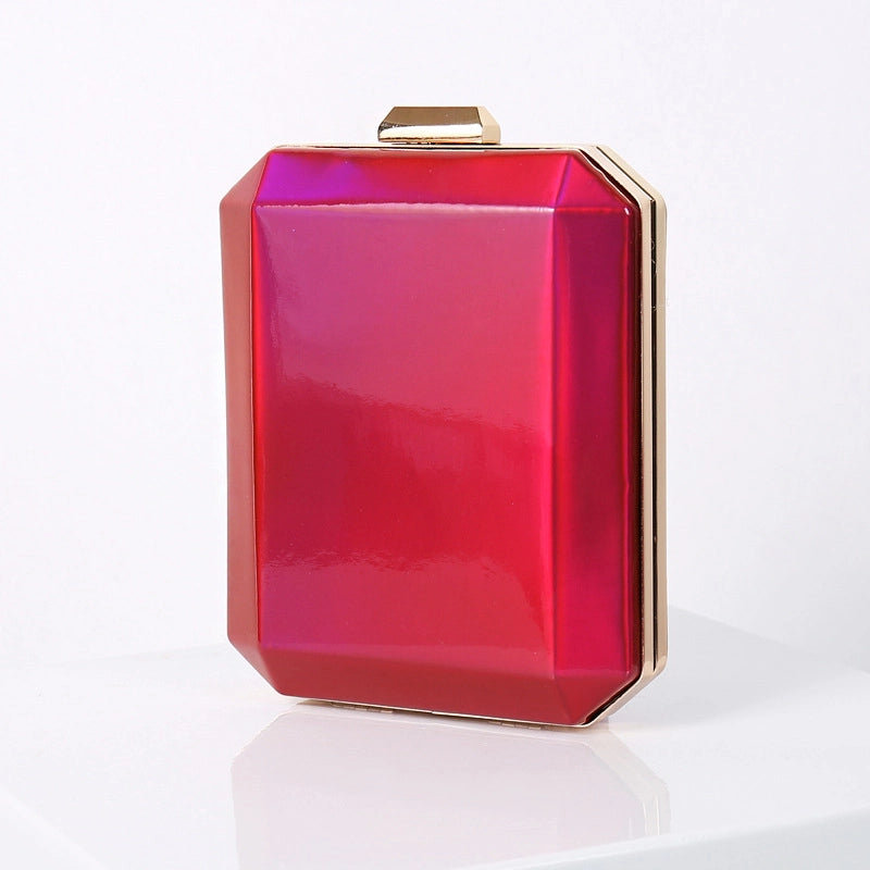 Black Rose Red Silver Pu Leather Solid Color Square Evening Bags