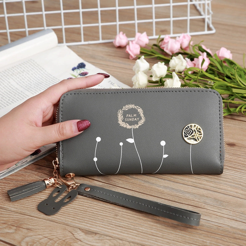 Korean Printing Medium Long Single Pull Wallet