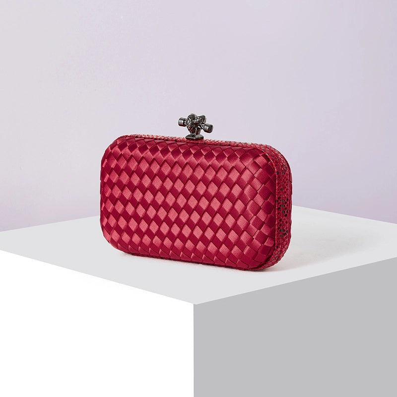 Factory Direct Sales Silk Hand-woven Women's Clutch Crossbody Simple Evening Bag Chain Pouch