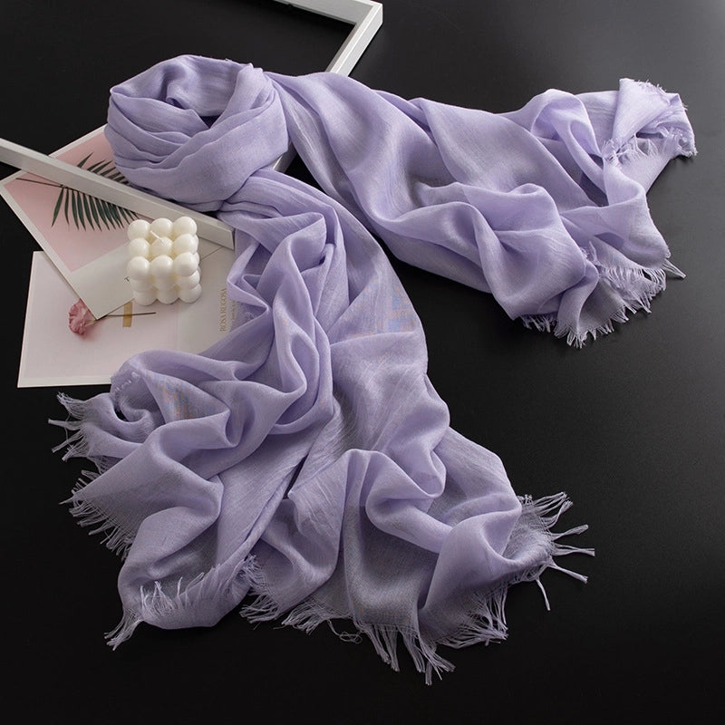 Spring And Summer New Solid Color Thin Scarf High Sense Female All-Matching Long Air Conditioning Shawl Sunscreen Scarf Scarf
