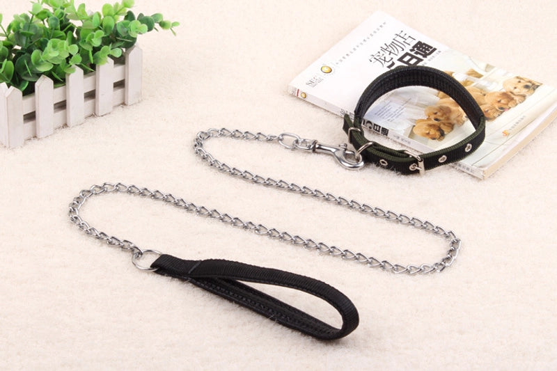 Dog Traction Pet Traction Rope Foam Handle Metal Iron Dog Chain Dog Rope Twist Chain Pet Traction Chain