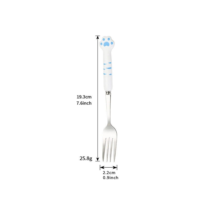 Cute Cat Stainless Steel Plastic Silica Gel Tableware