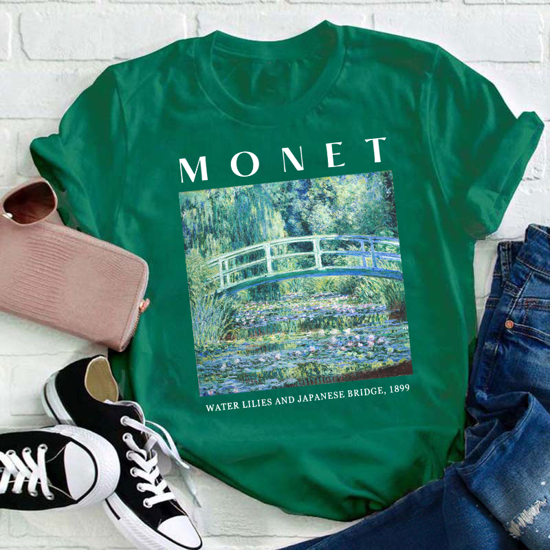 Monet Water Lilies And Japanese Bridge 1899 Teacher T-Shirt