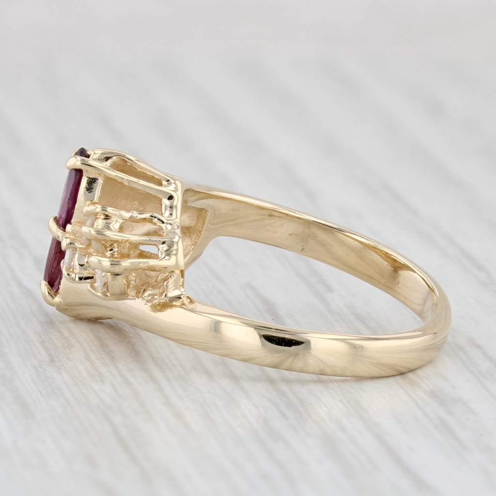 0.76ctw Marquise Ruby Diamond Bypass Ring 14k Yellow Gold Size 6.5
