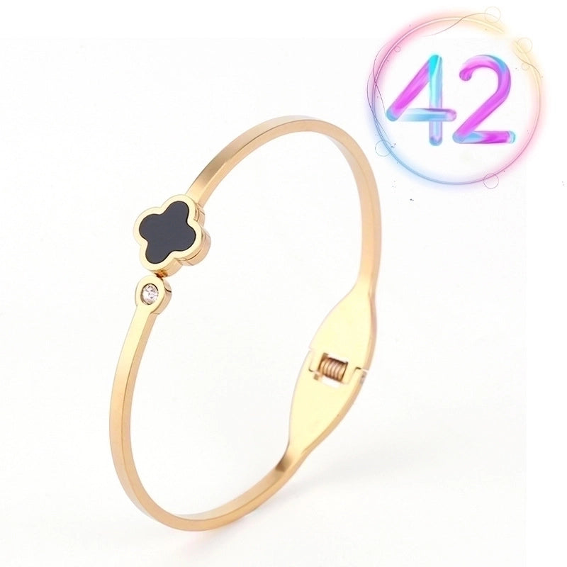 2 Pieces Fashion Geometric Stainless Steel Plating Zircon Bangle