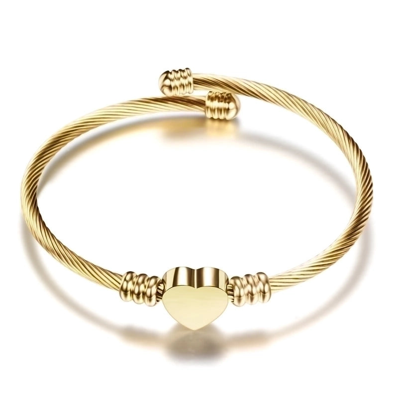 Elegant Heart Shape Titanium Steel Plating Bangle