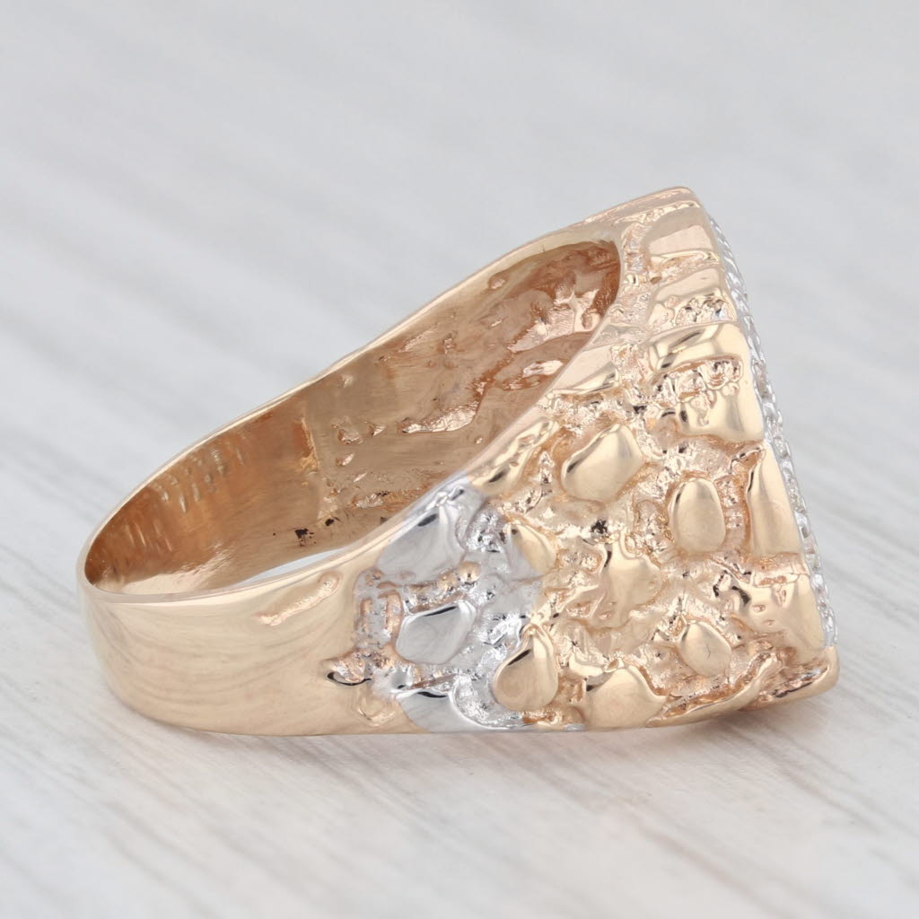 0.40ctw Diamond 14k Yellow Gold Nuggt Ring Size 7.25