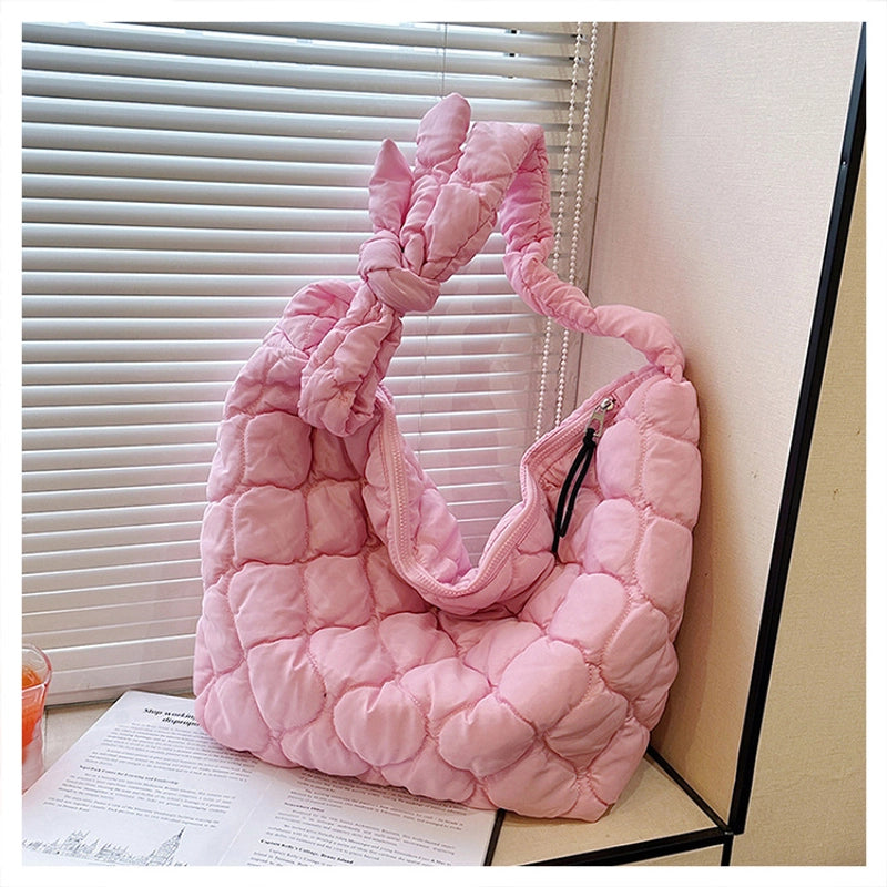 Women's Large Polyester Solid Color Classic Style Streetwear Square Zipper Cloud Shape Bag