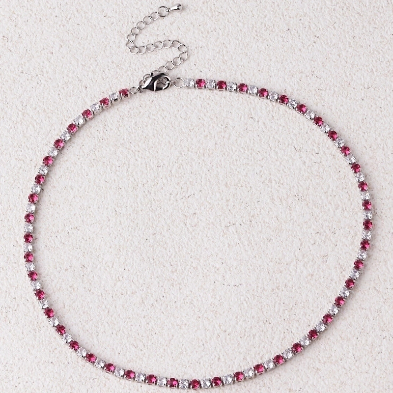 Copper Inlay Solid Color Zircon Copper Necklaces