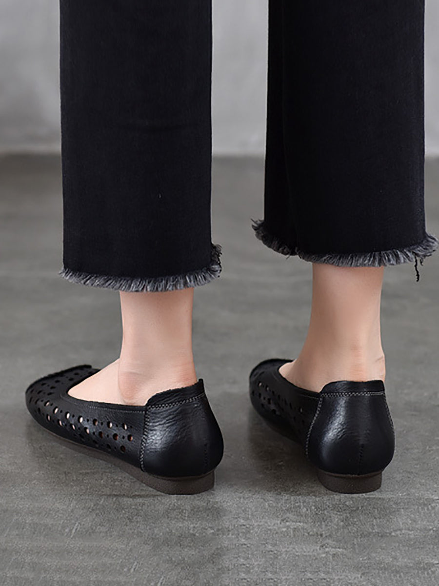 Women Summer Vintage Dot Hollow Out Shoes
