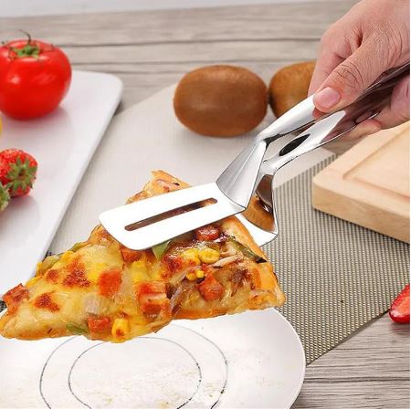 Stainless Steel Steak Clamps Pizza Clip Fish Gripper Food Tongs Spatula Tongs