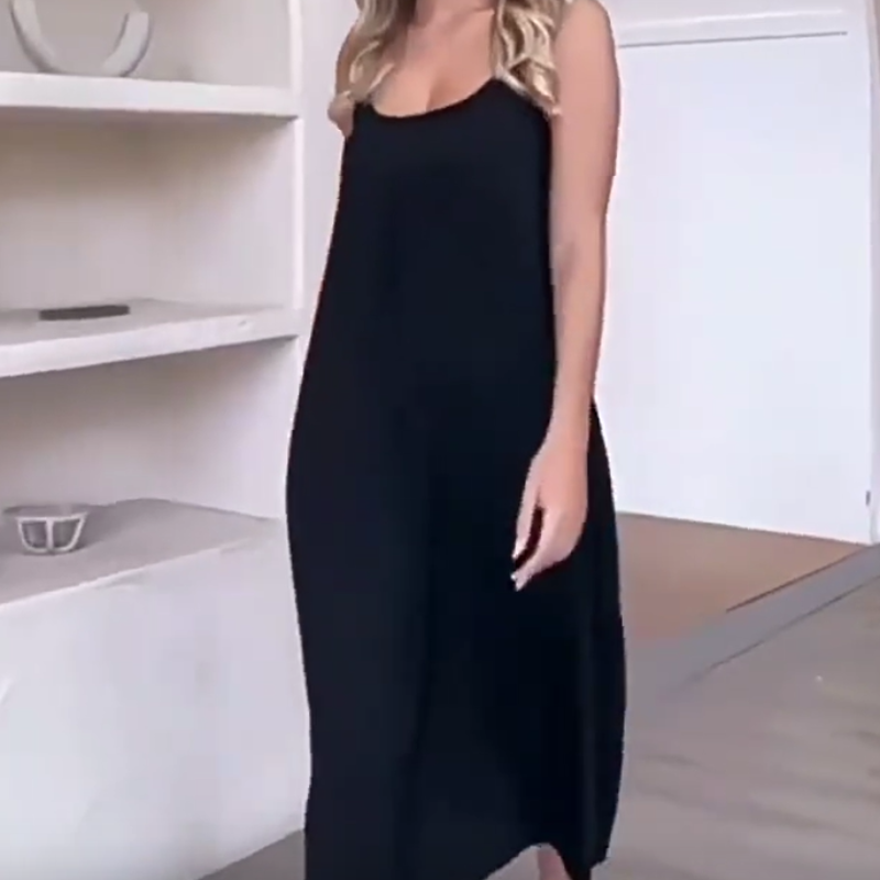 🍃Low-Cut Round Neck Loose Spaghetti Strap Dress