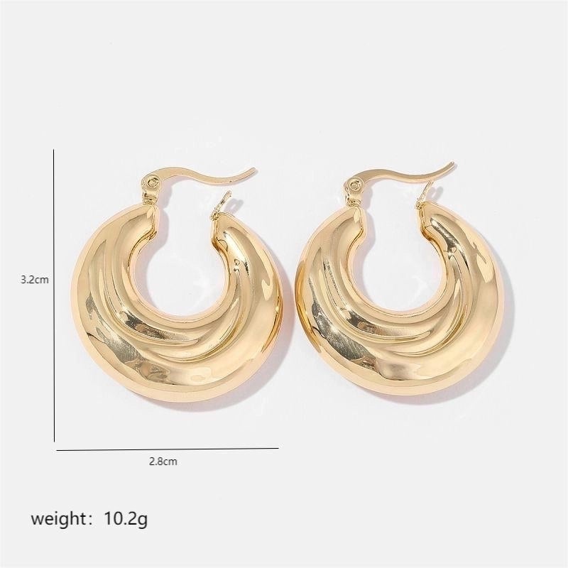 1 Pair Minimalist Solid Color Commute Geometric Semicircle Circle Plating Stainless Steel 18K Gold Plated Earrings