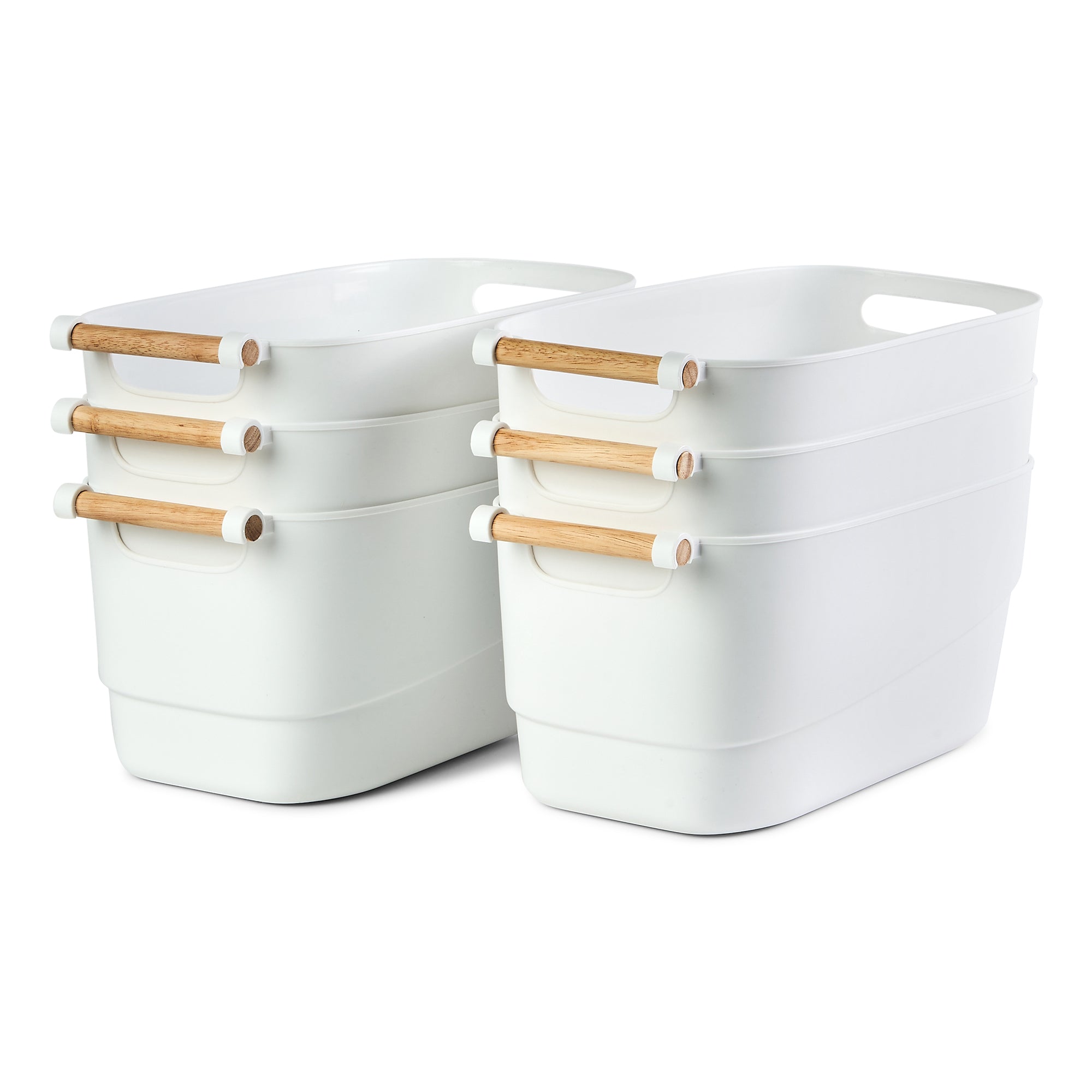 Storage Tub w/ Wooden Handle - 6 Set Large