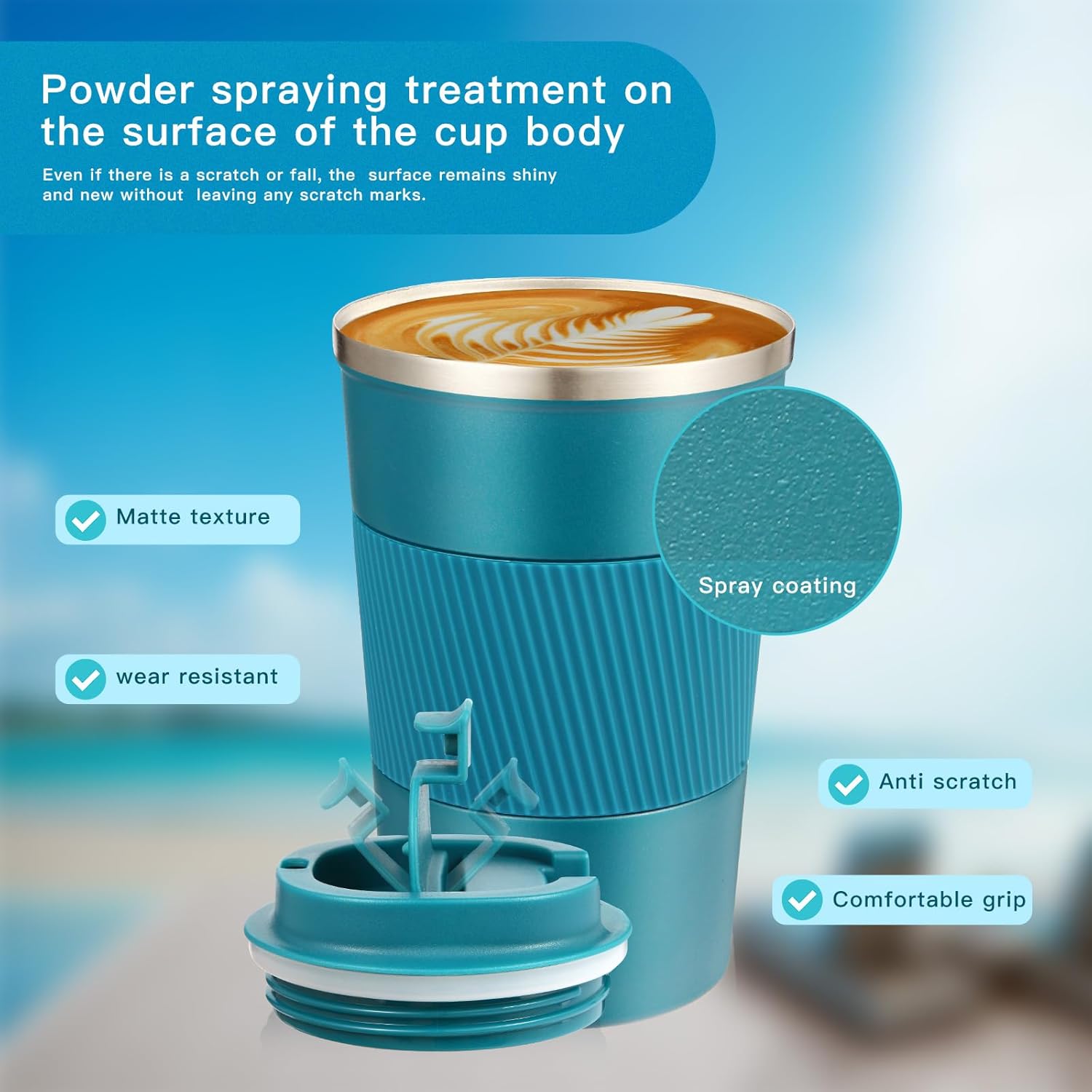 Senshuomy Travel Mug, Insulated Coffee Cup with Leakproof Lid, Reusable Coffee Cups Travel Cup, Stainless Steel thermaol Mug for Hot Cold Drinks (Green 380ml)