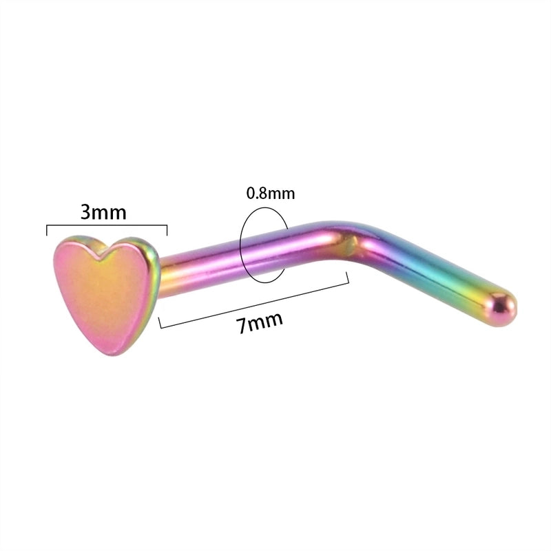 1 Piece Nose Rings & Studs Minimalist Heart Shape 304 Stainless Steel Plating 18K Gold Plated