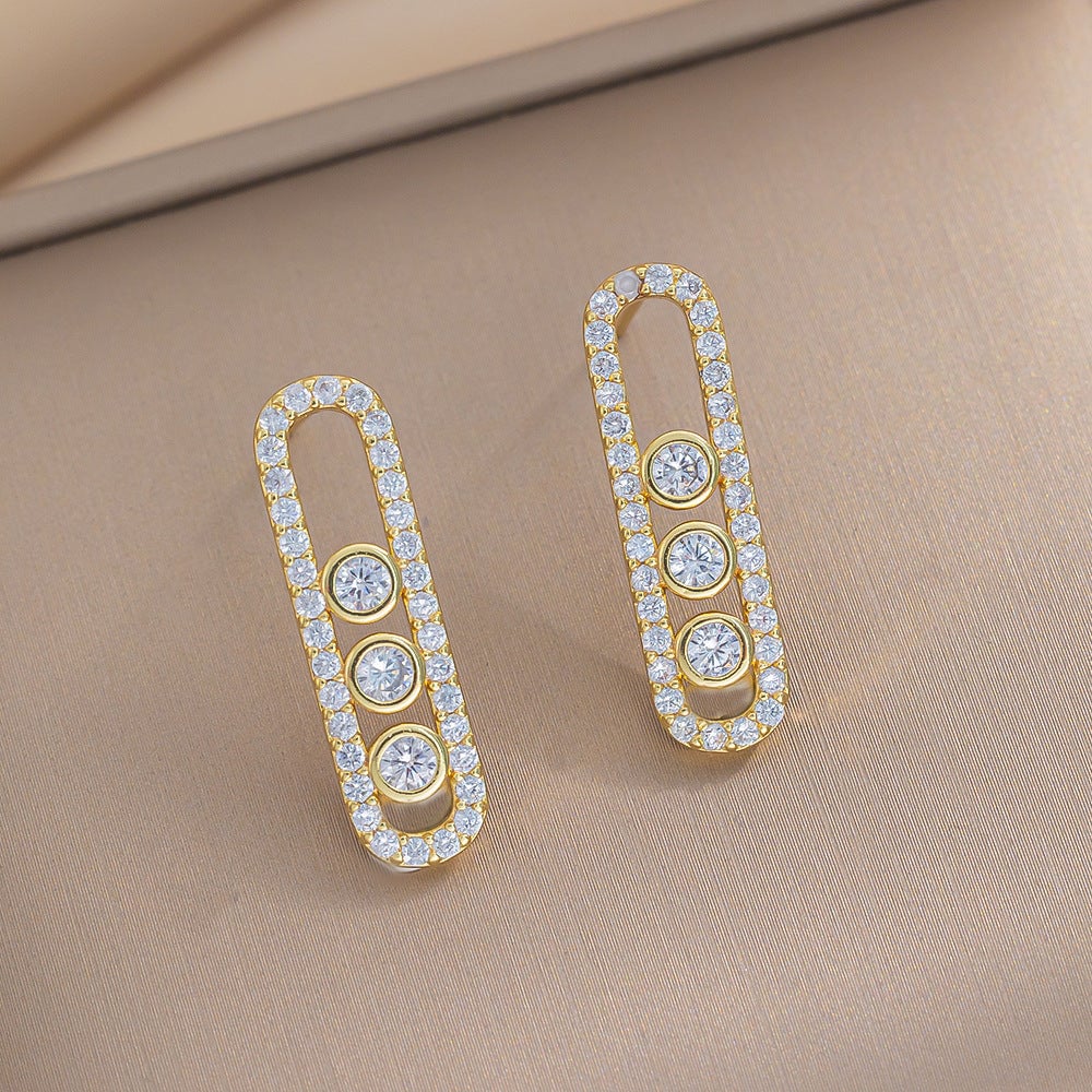 Fashion Simple Zircon Titanium Steel Geometric Necklace Female Niche Paper Clip Clavicle Chain