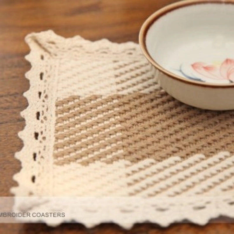 Pastoral Lattice Pure Cotton Tablecloths Artificial Decorations