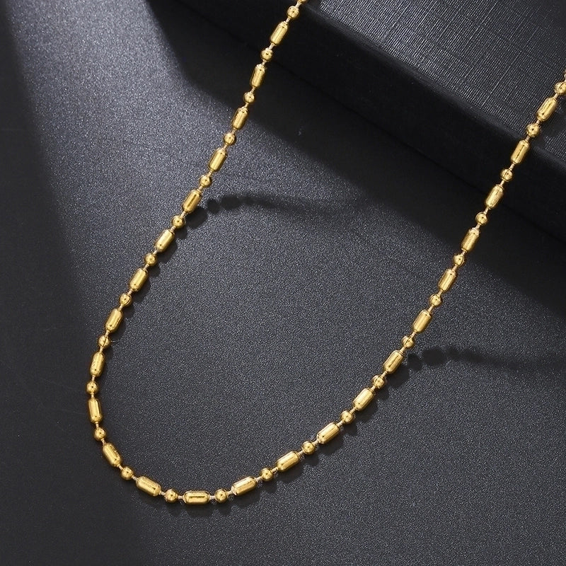 Vintage Style Solid Color Stainless Steel 14K Gold Plated Plating Pendant Necklace