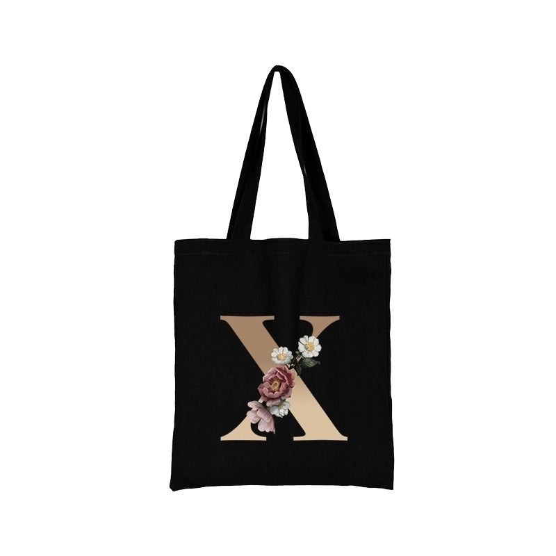 Women's Minimalist Letter Flower Shopping Bags