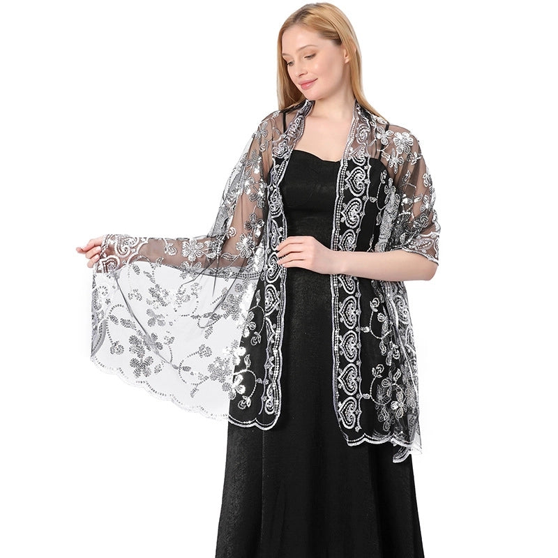 Hot New Arrival Sequin Shawl Wedding Dress Evening Dress Cheongsam Shawl Bridesmaid Shawl Scarf Women