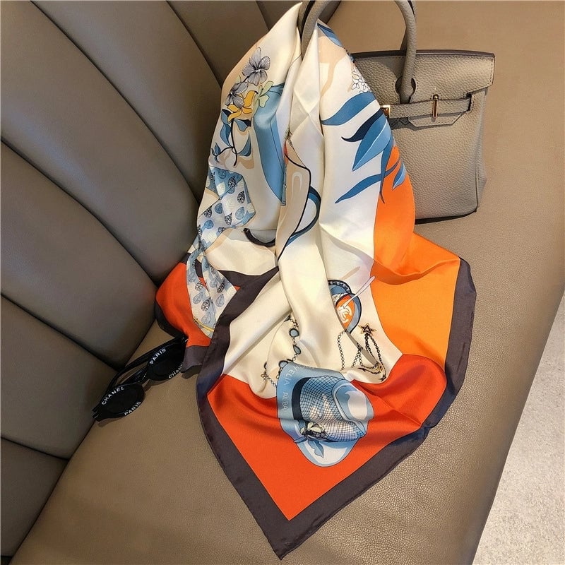 Women's Elegant Minimalist Printing Silk Printing Silk Scarf