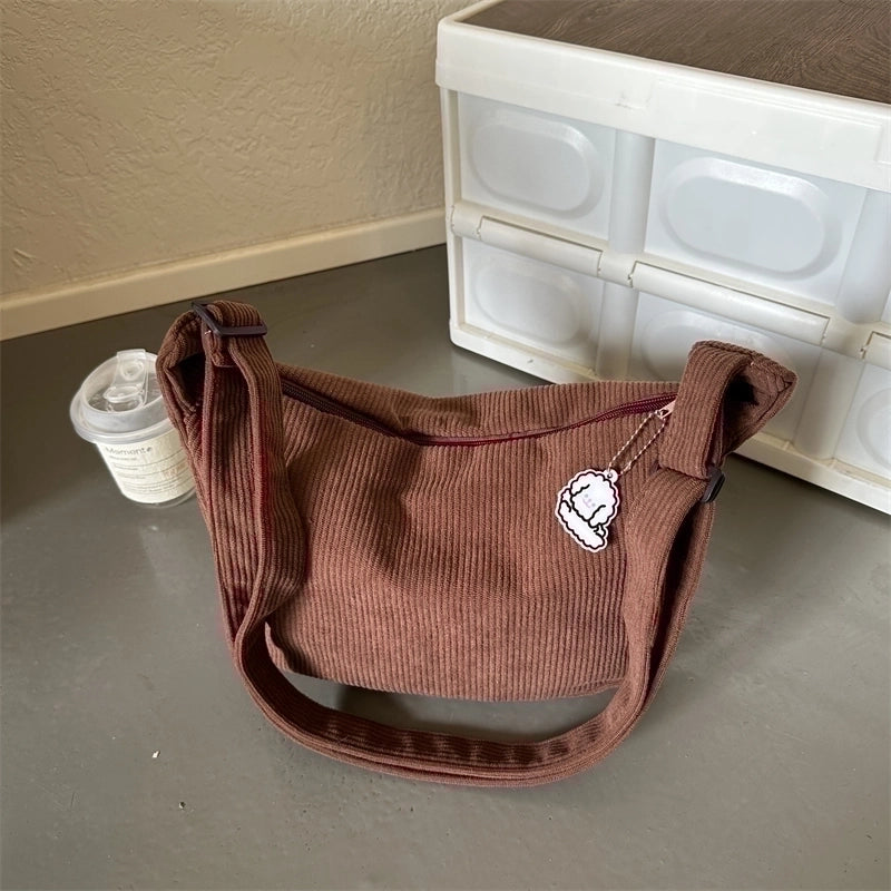 Women's All Seasons Canvas Solid Color Vintage Style Square Zipper Shoulder Bag