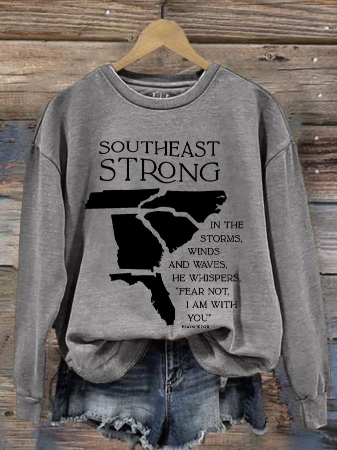 Women's Southeast Strong Hurricane Helene Print Round Neck Sweatshirt