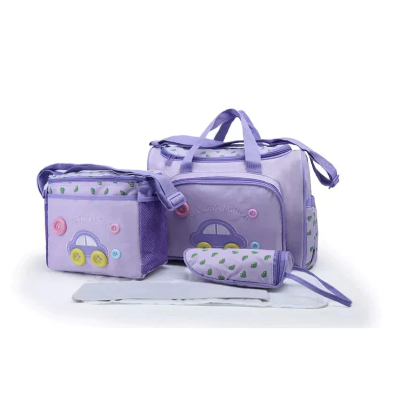 BABY 4-PIECES CAR & BUTTONS DIAPER BAG