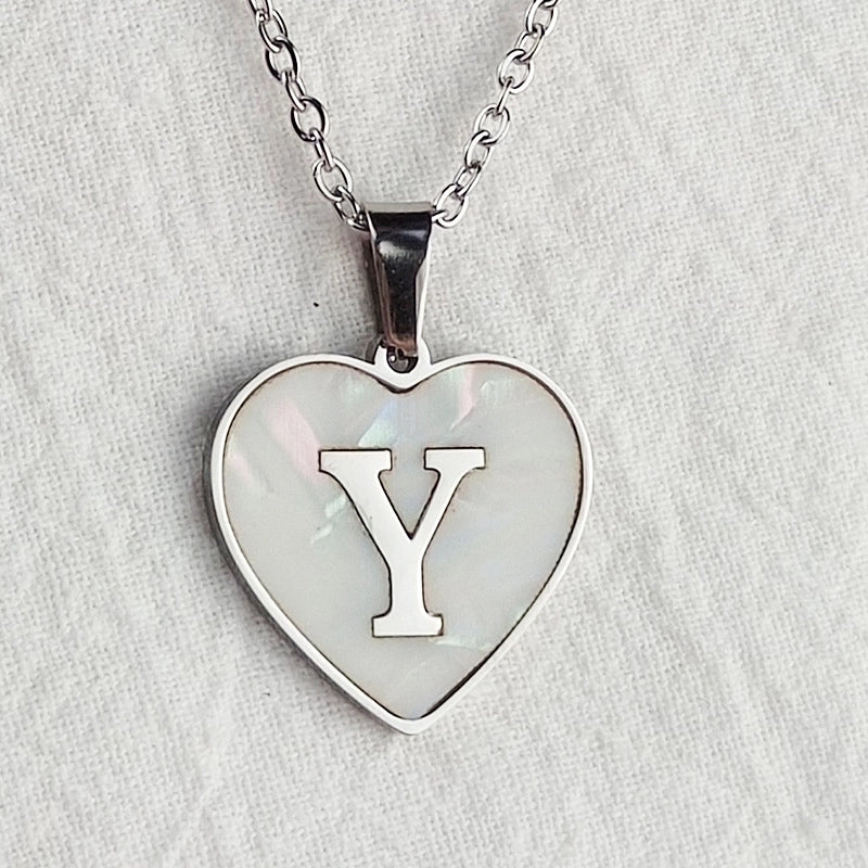 Cute Sweet Letter Titanium Steel Plating Inlay Shell Pendant Necklace