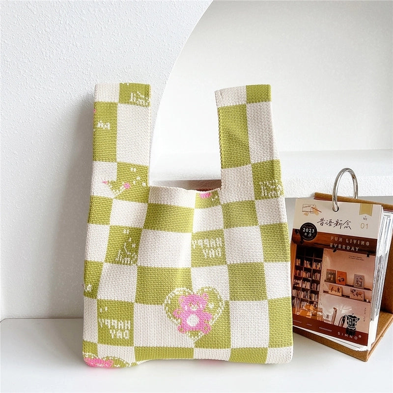Women's All Seasons Knit Animal Star Cute Bucket Open Handbag Bucket Bag