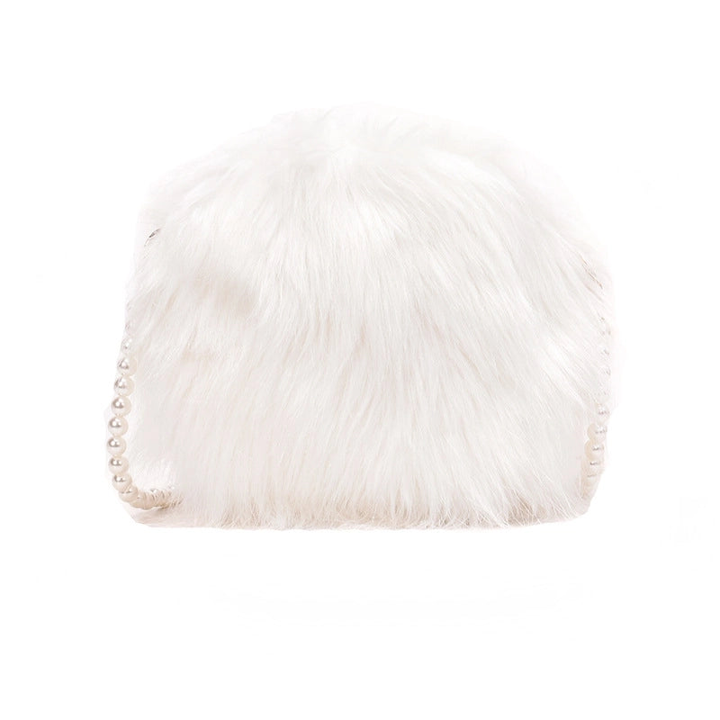 Women's Small Autumn&winter Plush Solid Color Basic Round Zipper Shoulder Bag Circle Bag