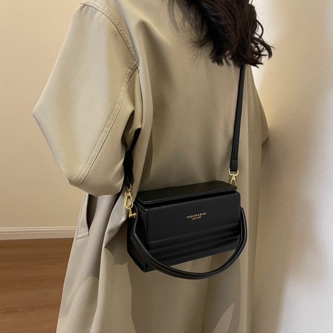 Striped Letter Textured Hard Shell  Crossbody Bag