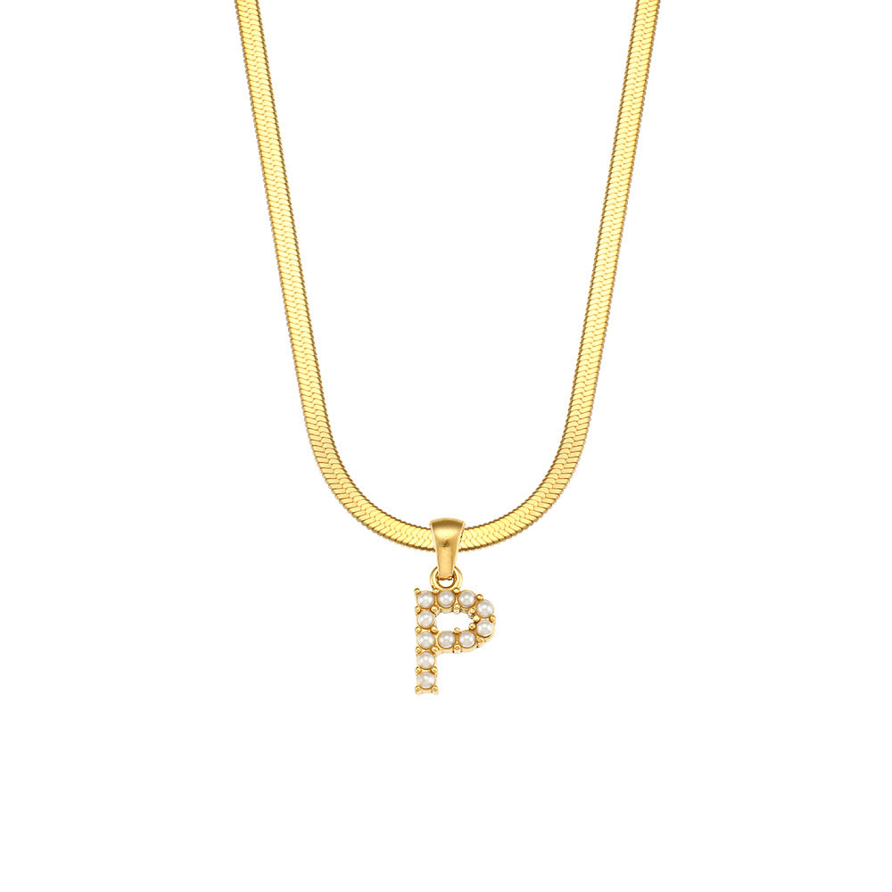 Fashion Letter Number Text Stainless Steel 18K Gold Plated Necklaces