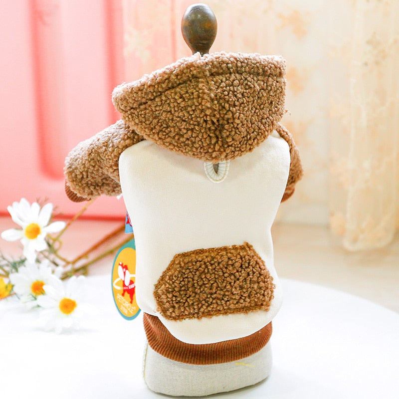 Contrast Color Fleece Dog Hooded Coat