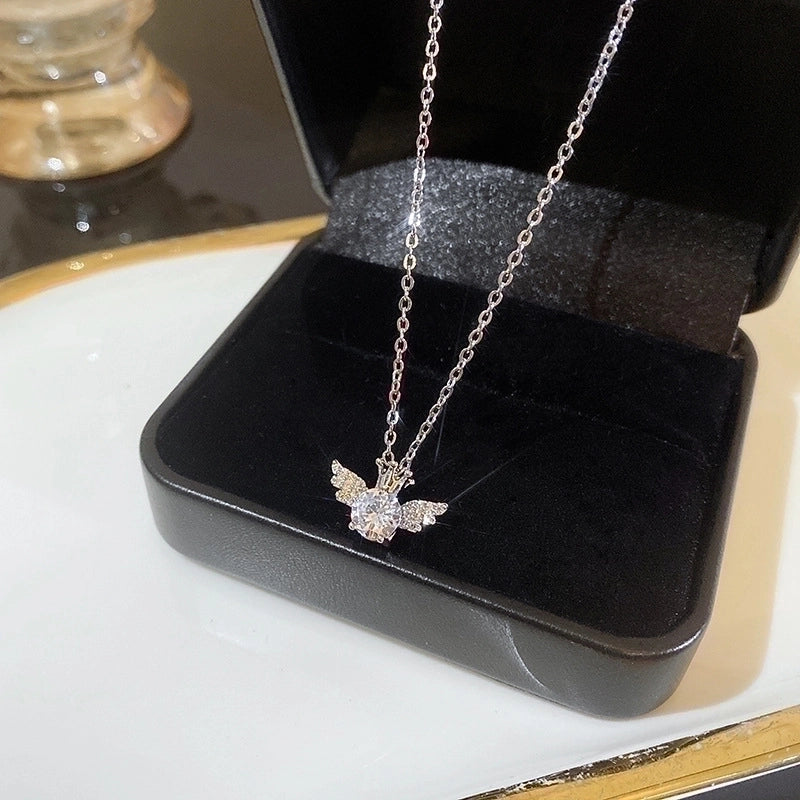 Minimalist Heart Shape Flower Bow Knot Titanium Steel Copper Plating Inlay Artificial Gemstones Pendant Necklace