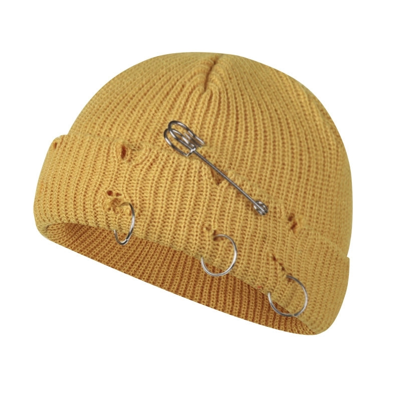 Autumn And Winter New Korean-style -style Basic Broken Pin Cold Cap Knitted Wool Curling Cap For Men And Women
