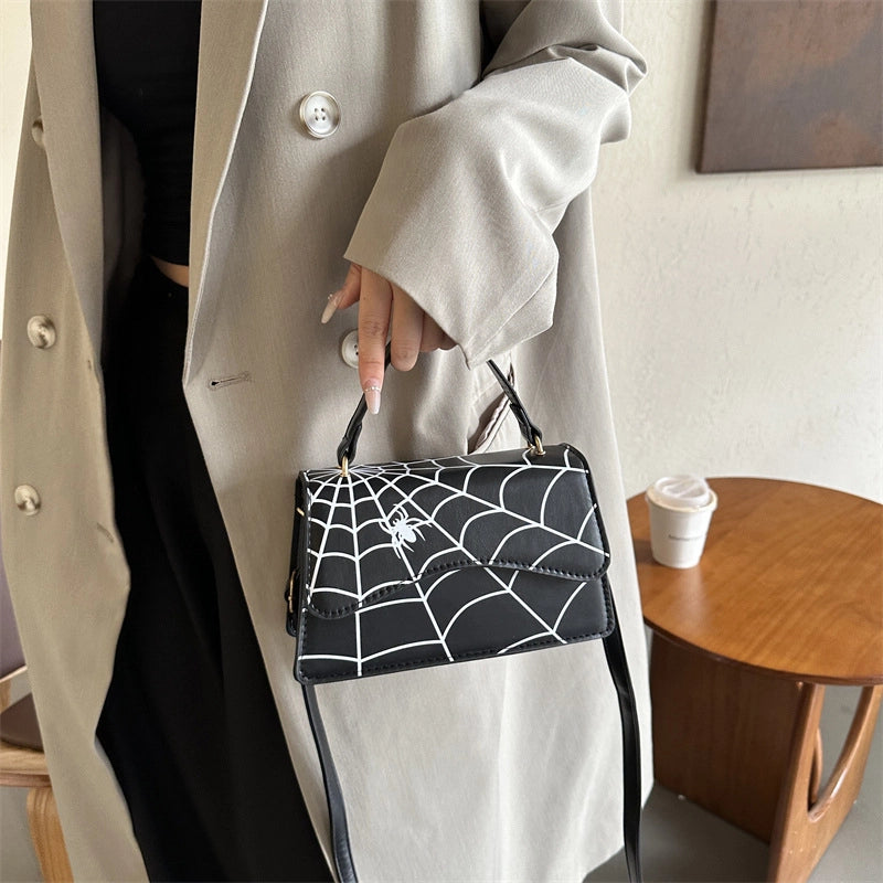 Halloween Women's Medium Pu Leather Spider Streetwear Magnetic Buckle Crossbody Bag