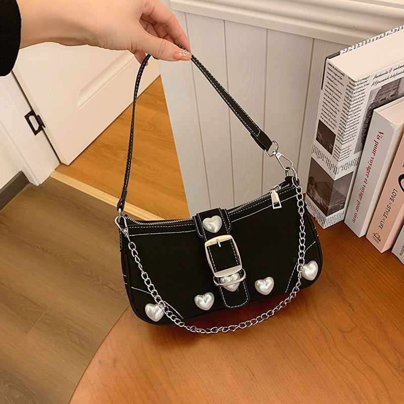 Women's Pu Leather Solid Color Elegant Square Zipper Buckle Shoulder Bag