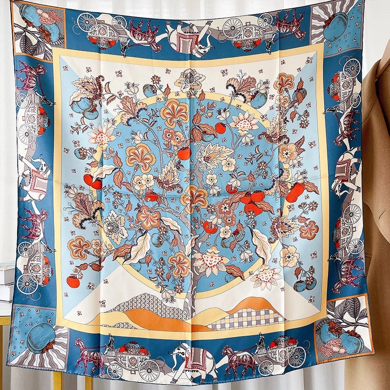 Women's Elegant Lady Printing Silk Twill Printing (Printing) Silk Scarf