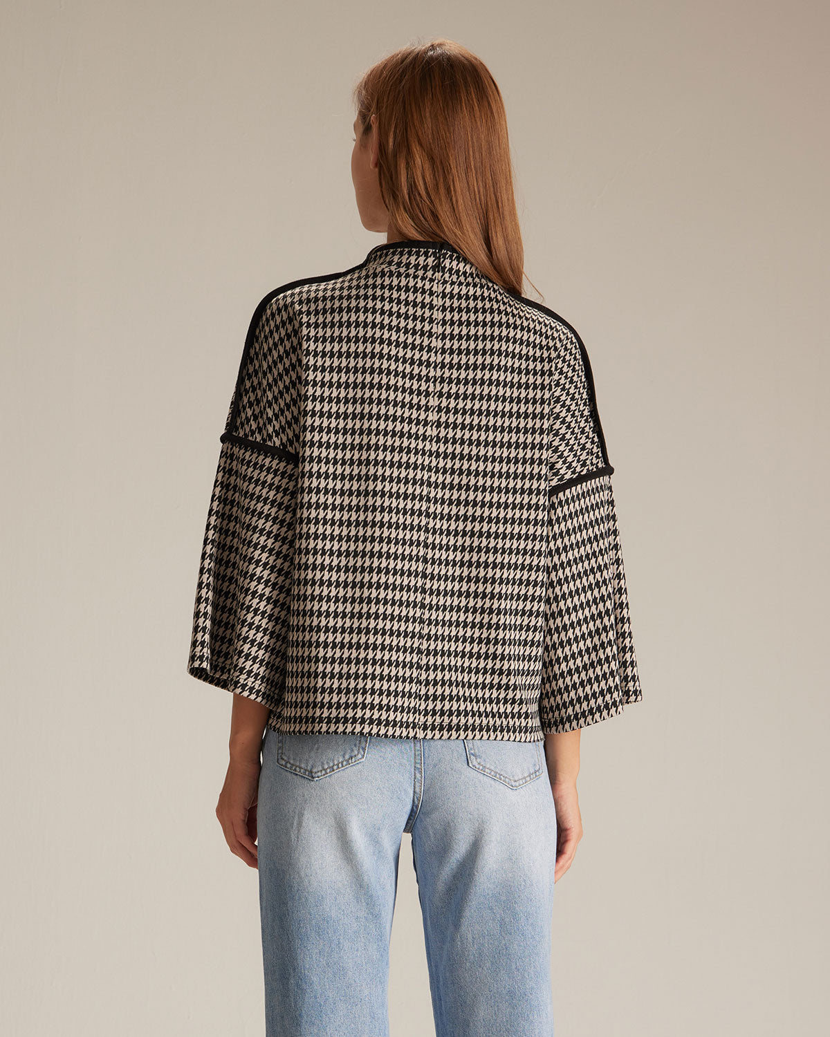 The Black Mock Neck Houndstooth Sweatshirt