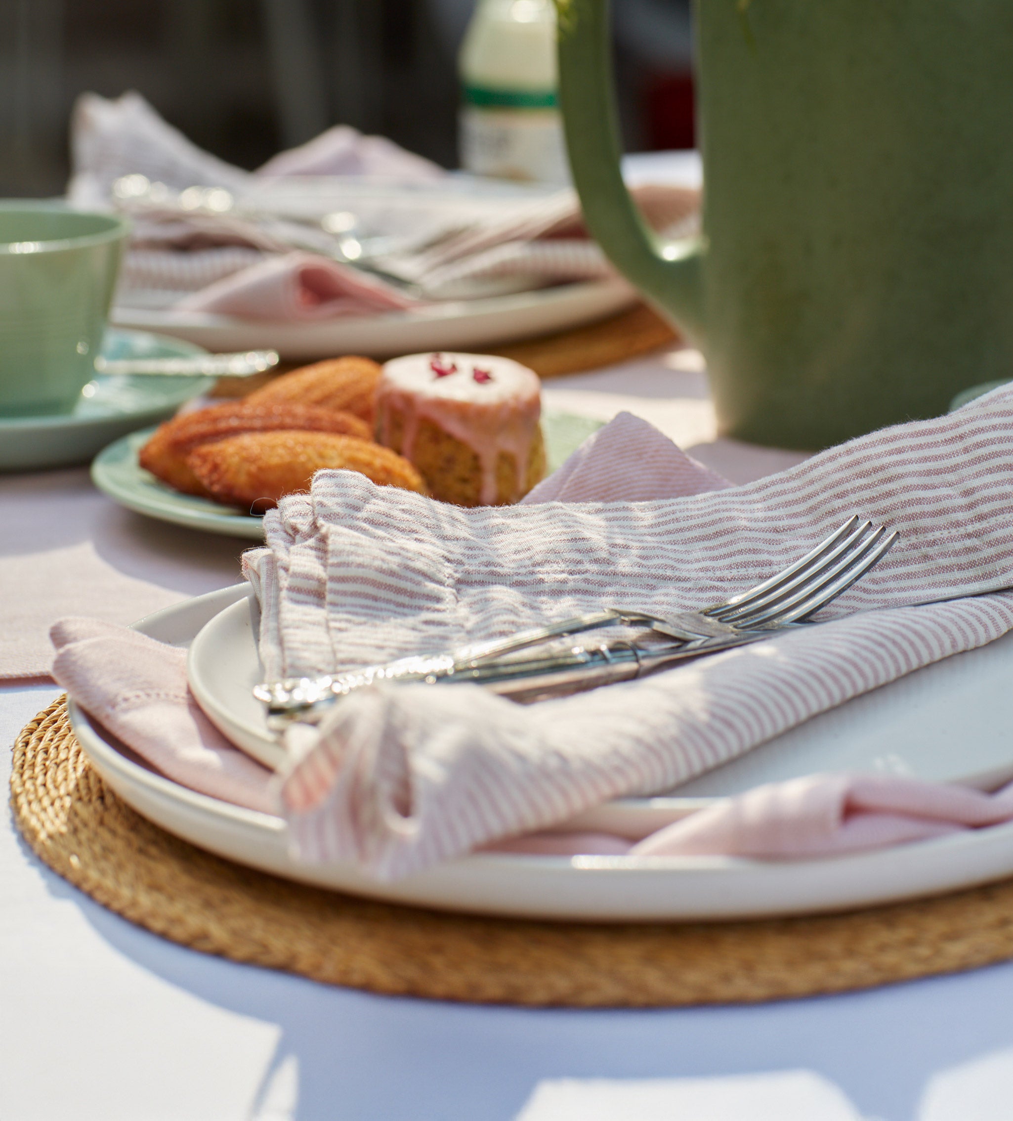 Vintage Rose Stripe 100% Linen Napkins - Set of 4