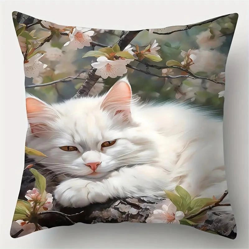 Cute Cat Polyester Pillow Cases Couch & Sofa Decor