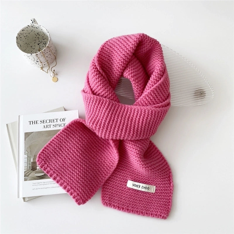 New Solid Color Scarf Women's Winter Warm  Knitted Long Thickened  Student Wool Scarf