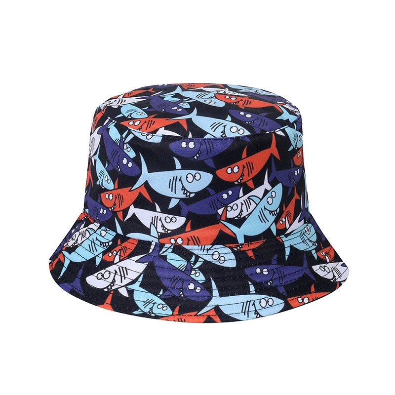 Unisex Exaggerated Punk Streetwear Sun Printing Flat Eaves Bucket Hat