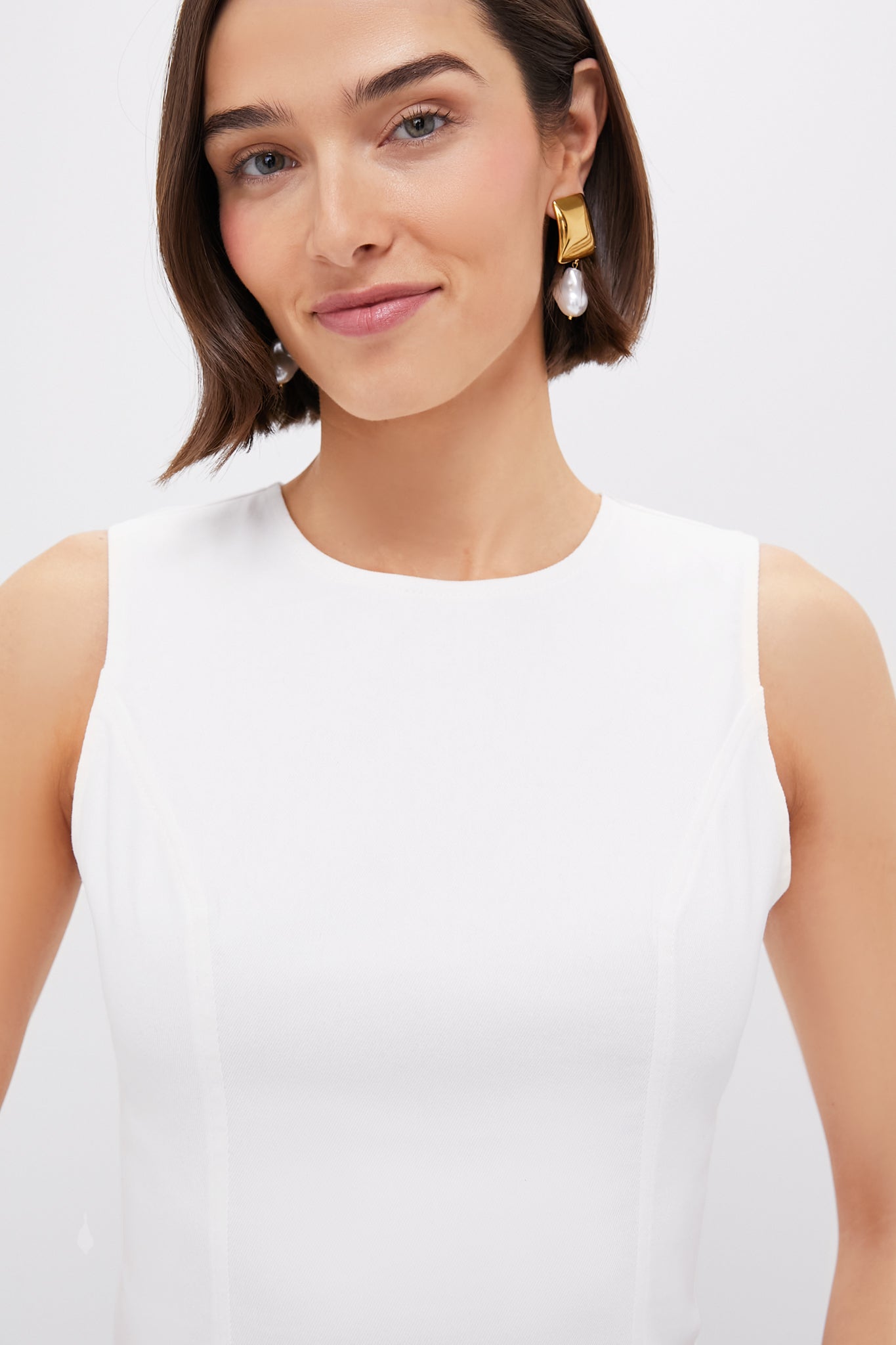 White Stretch Denim Aime Midi Dress